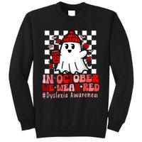 I Wear Red Dyslexia Awareness Month Ghost Halloween Tall Sweatshirt