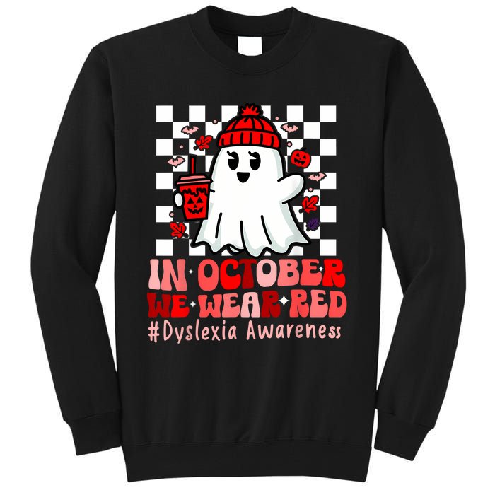 I Wear Red Dyslexia Awareness Month Ghost Halloween Tall Sweatshirt