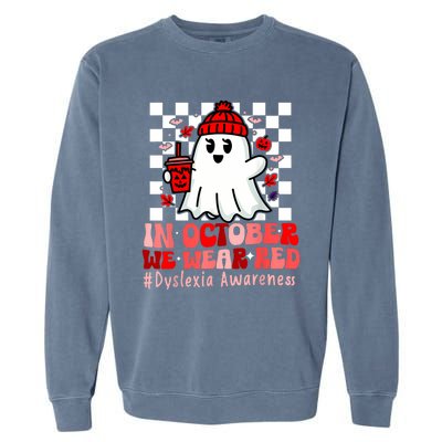 I Wear Red Dyslexia Awareness Month Ghost Halloween Garment-Dyed Sweatshirt