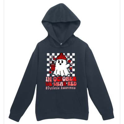 I Wear Red Dyslexia Awareness Month Ghost Halloween Urban Pullover Hoodie