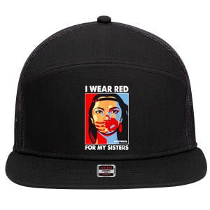 I Wear Red For MySister Native American Stop 7 Panel Mesh Trucker Snapback Hat