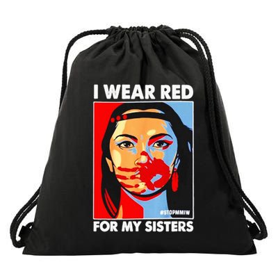 I Wear Red For MySister Native American Stop Drawstring Bag