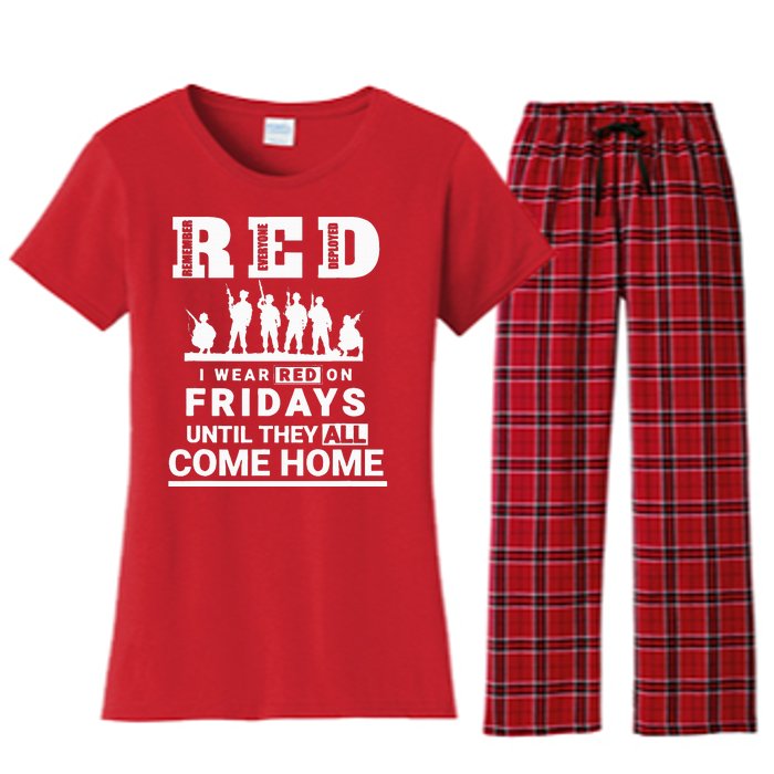 I Wear Red On Fridays Until They All Come Home Women's Flannel Pajama Set