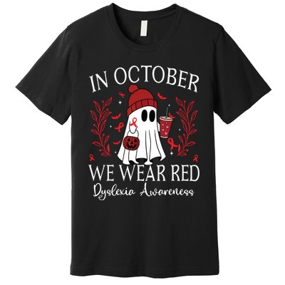 I Wear Red Dyslexia Awareness Month Dyslexia Premium T-Shirt