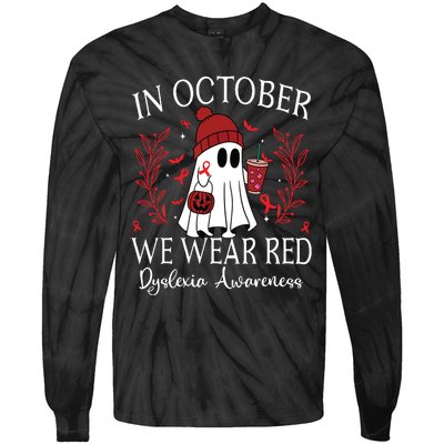 I Wear Red Dyslexia Awareness Month Dyslexia Tie-Dye Long Sleeve Shirt