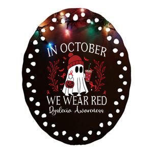 I Wear Red Dyslexia Awareness Month Dyslexia Ceramic Oval Ornament