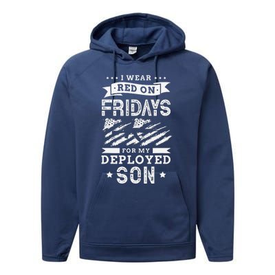 I wear red on fridays for my deployed son soldier mom Performance Fleece Hoodie