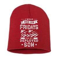 I wear red on fridays for my deployed son soldier mom Short Acrylic Beanie