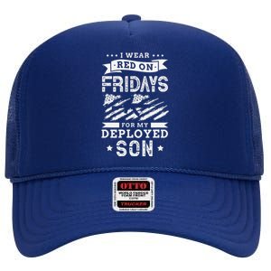 I wear red on fridays for my deployed son soldier mom High Crown Mesh Back Trucker Hat