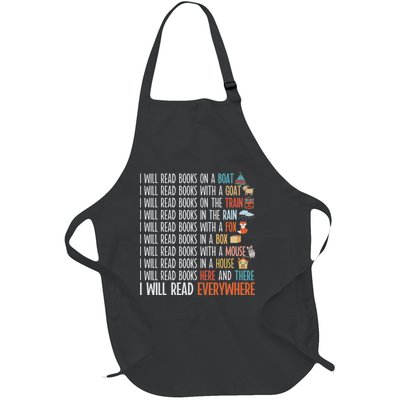 I Will Read Books On A Boat & Everywhere Reading Book Full-Length Apron With Pockets