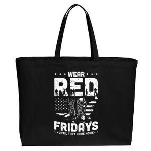 I Wear Red On Fridays Until They Come Home Duty US Military Cotton Canvas Jumbo Tote