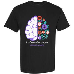 I Will Remember For You Alzheimers Awareness Brain Disorder Garment-Dyed Heavyweight T-Shirt