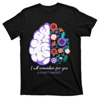 I Will Remember For You Alzheimers Awareness Brain Disorder T-Shirt