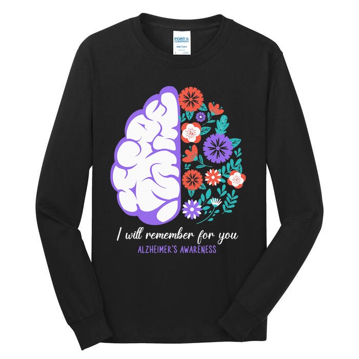 I Will Remember For You Alzheimers Awareness Brain Disorder Tall Long Sleeve T-Shirt