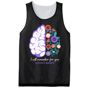 I Will Remember For You Alzheimers Awareness Brain Disorder Mesh Reversible Basketball Jersey Tank