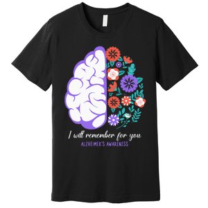 I Will Remember For You Alzheimers Awareness Brain Disorder Premium T-Shirt