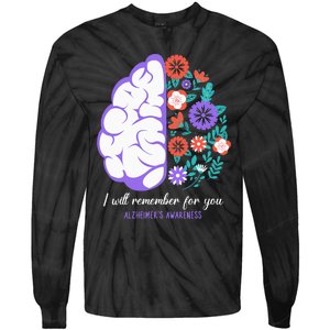 I Will Remember For You Alzheimers Awareness Brain Disorder Tie-Dye Long Sleeve Shirt