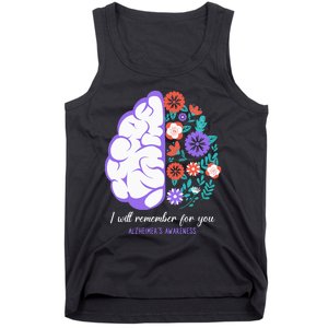 I Will Remember For You Alzheimers Awareness Brain Disorder Tank Top