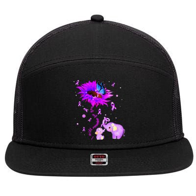 I Will Remember For You Elephant Flower Alzheimers Awareness 7 Panel Mesh Trucker Snapback Hat