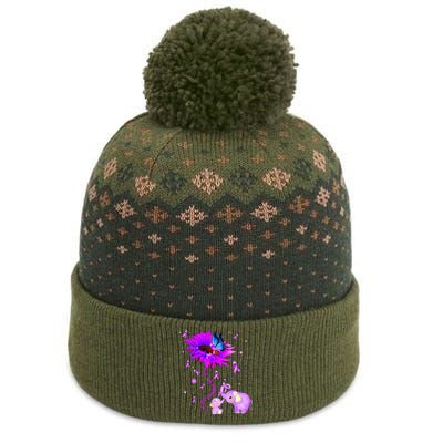 I Will Remember For You Elephant Flower Alzheimers Awareness The Baniff Cuffed Pom Beanie