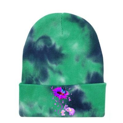 I Will Remember For You Elephant Flower Alzheimers Awareness Tie Dye 12in Knit Beanie