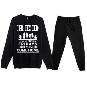 I wear Red On Fridays Until They All Come Home Premium Crewneck Sweatsuit Set