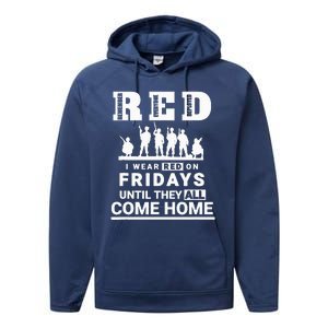 I wear Red On Fridays Until They All Come Home Performance Fleece Hoodie