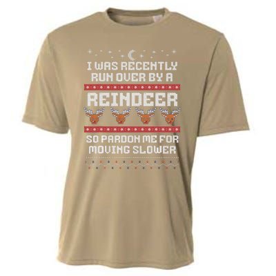 I Was Recently Run Over By A Reindeer Merry Christmas Xmas Cooling Performance Crew T-Shirt