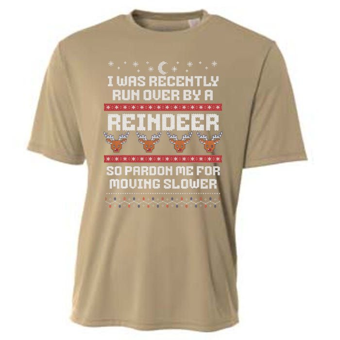 I Was Recently Run Over By A Reindeer Merry Christmas Xmas Cooling Performance Crew T-Shirt