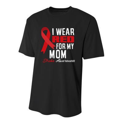 I Wear Red For My Mom Stroke Warrior Mom Stroke Awareness Youth Performance Sprint T-Shirt