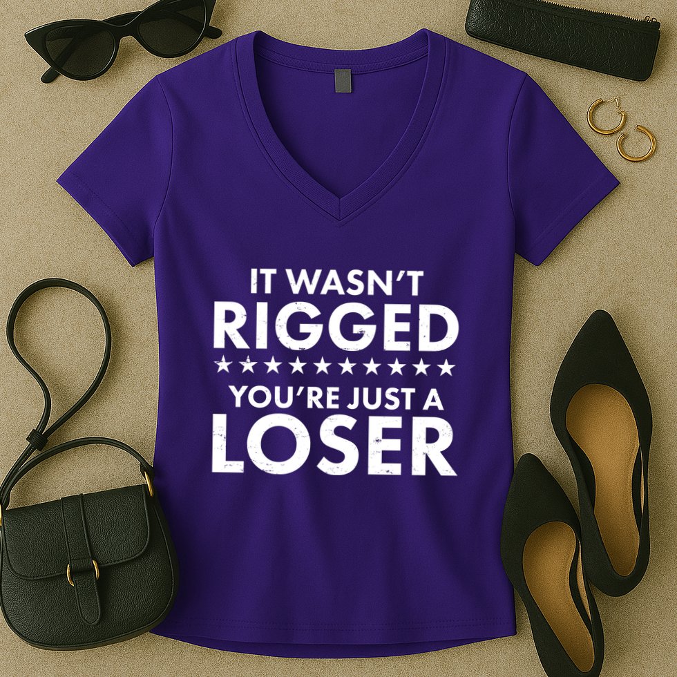 It Wasn't Rigged You're Just A Loser Women's V-Neck T-Shirt