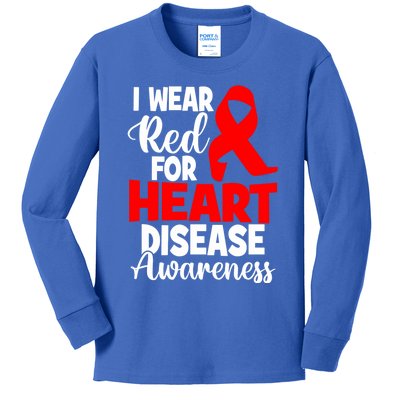 I Wear Red For Heart Disease Awareness Month Gift Kids Long Sleeve Shirt