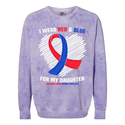 I Wear Red And Blue For My Daughter Chd Awareness Gift Colorblast Crewneck Sweatshirt