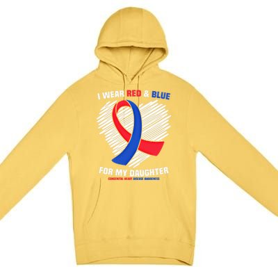 I Wear Red And Blue For My Daughter Chd Awareness Gift Premium Pullover Hoodie