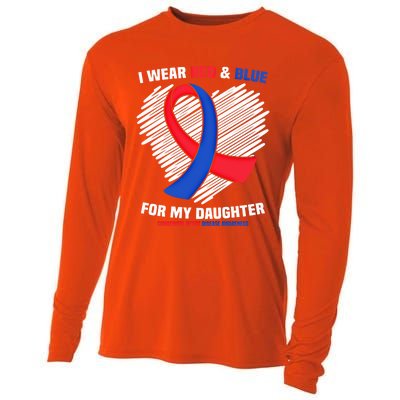 I Wear Red And Blue For My Daughter Chd Awareness Gift Cooling Performance Long Sleeve Crew