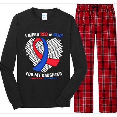 I Wear Red And Blue For My Daughter Chd Awareness Gift Long Sleeve Pajama Set