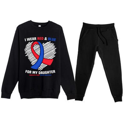 I Wear Red And Blue For My Daughter Chd Awareness Gift Premium Crewneck Sweatsuit Set