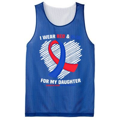 I Wear Red And Blue For My Daughter Chd Awareness Gift Mesh Reversible Basketball Jersey Tank