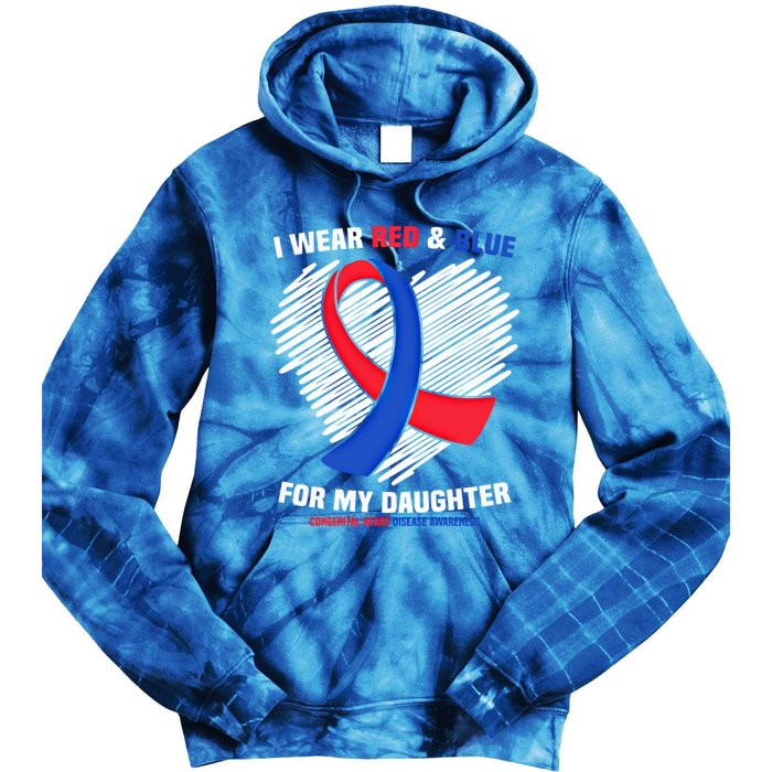 I Wear Red And Blue For My Daughter Chd Awareness Gift Tie Dye Hoodie