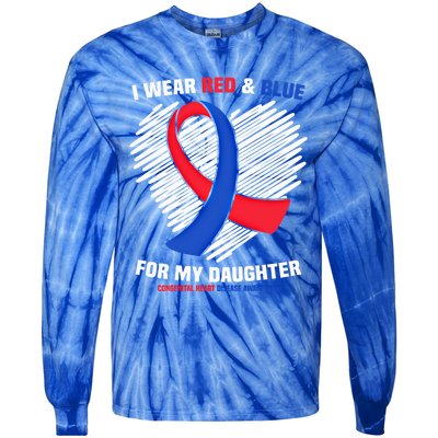 I Wear Red And Blue For My Daughter Chd Awareness Gift Tie-Dye Long Sleeve Shirt