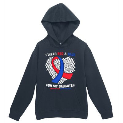 I Wear Red And Blue For My Daughter Chd Awareness Gift Urban Pullover Hoodie