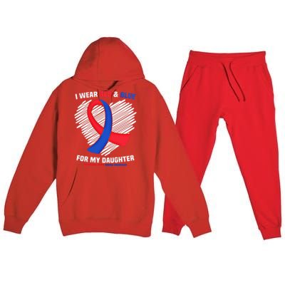 I Wear Red And Blue For My Daughter Chd Awareness Gift Premium Hooded Sweatsuit Set