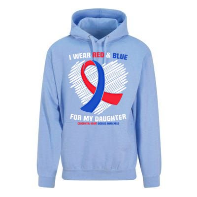 I Wear Red And Blue For My Daughter Chd Awareness Gift Unisex Surf Hoodie