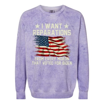 I Want Reparations From Every Moron That Voted For Biden Colorblast Crewneck Sweatshirt