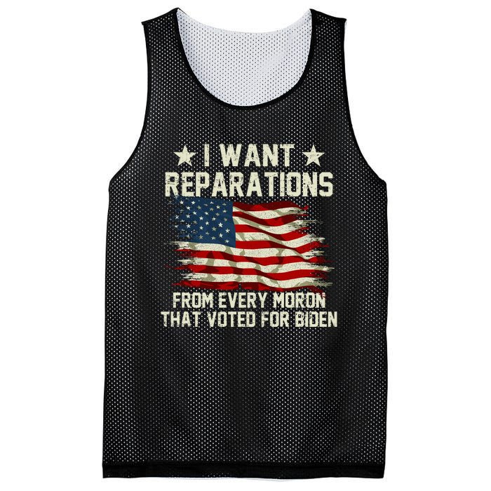 I Want Reparations From Every Moron That Voted For Biden Mesh Reversible Basketball Jersey Tank