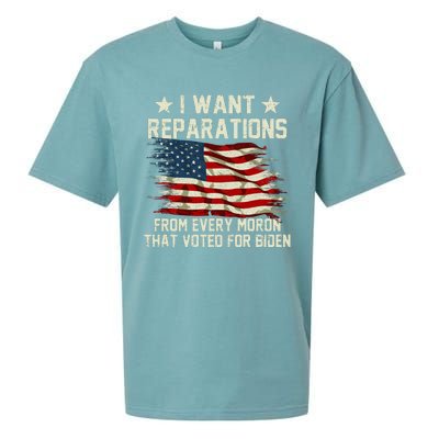 I Want Reparations From Every Moron That Voted For Biden Sueded Cloud Jersey T-Shirt