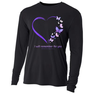 I Will Remember For You Butterfly Alzheimers Awareness Cooling Performance Long Sleeve Crew