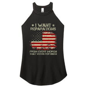 I Want Reparations From Every Moron That Voted For Biden Women's Perfect Tri Rocker Tank