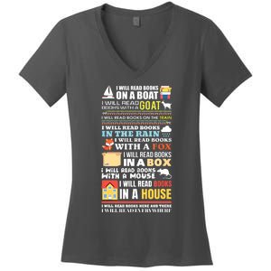 I Will Read Books On A Boat Reading Gift For Readers Women's V-Neck T-Shirt