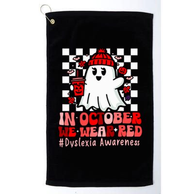 I Wear Red Dyslexia Awareness Month Ghost Halloween Platinum Collection Golf Towel